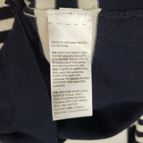 Chicos Mixed Stripe Cardigan Sweater Navy Cream V-Neck Size 0 US Size Small - Picture 6 of 7